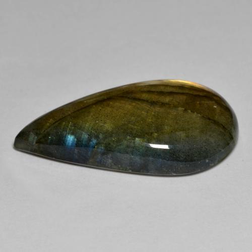 Labradorite multicolore naturale da 20,86 ct, taglio a pera, opaco