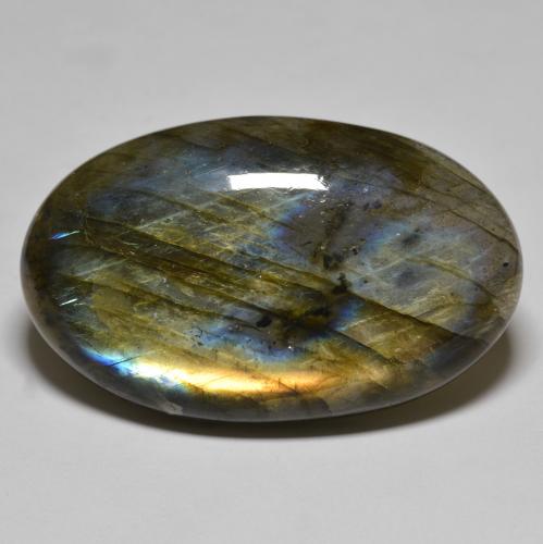 Labradorite naturale multicolore da 76,91 ct, taglio ovale, traslucido