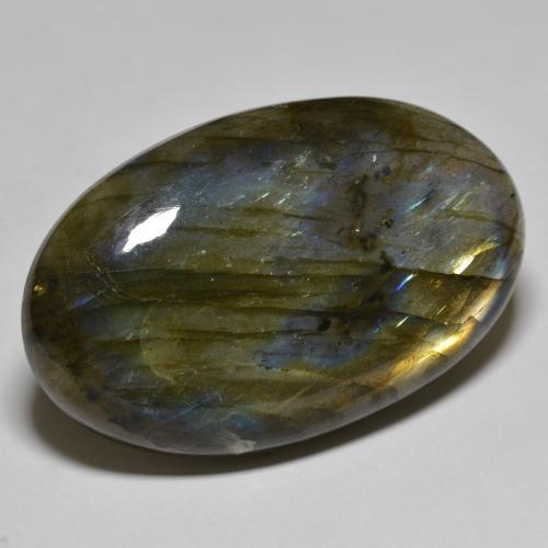Labradorite naturale multicolore da 76,91 ct, taglio ovale, traslucido