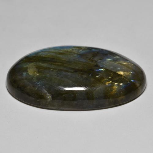 Labradorite naturale multicolore da 76,91 ct, taglio ovale, traslucido