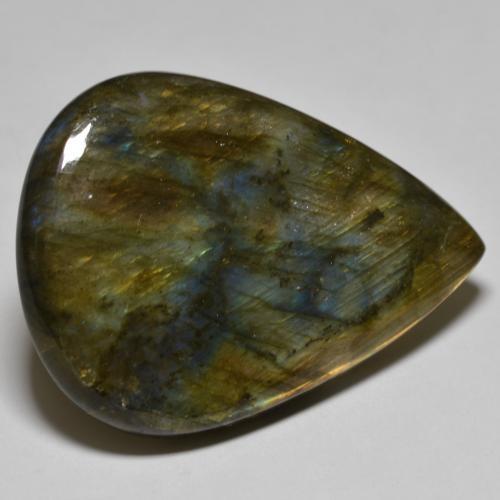 Labradorite Multicolore naturale da 66.57 ct, Forma a pera, Traslucido