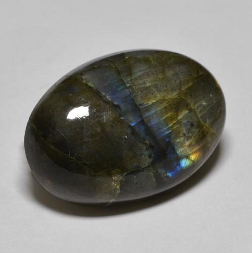 Labradorite naturale multicolore da 20,40 ct, taglio ovale, traslucido