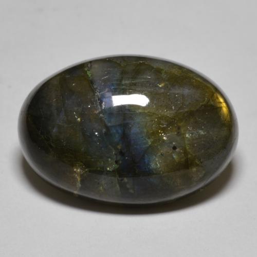Labradorite naturale multicolore da 20,40 ct, taglio ovale, traslucido