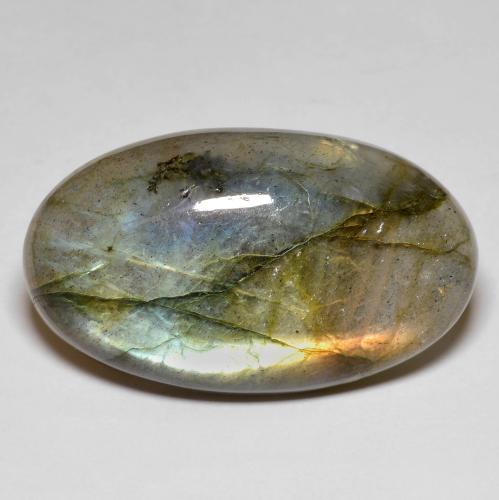 Labradorite naturale multicolore da 24,23 ct, taglio ovale, opaco