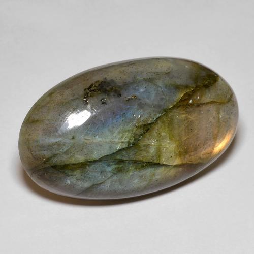 Labradorite naturale multicolore da 24,23 ct, taglio ovale, opaco