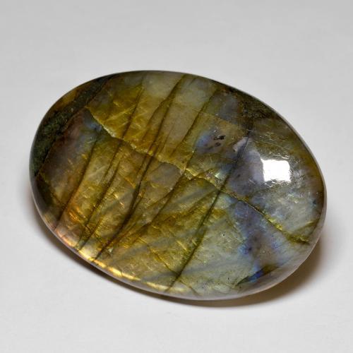 Labradorite naturale multicolore da 93,87 ct, taglio ovale, opaco