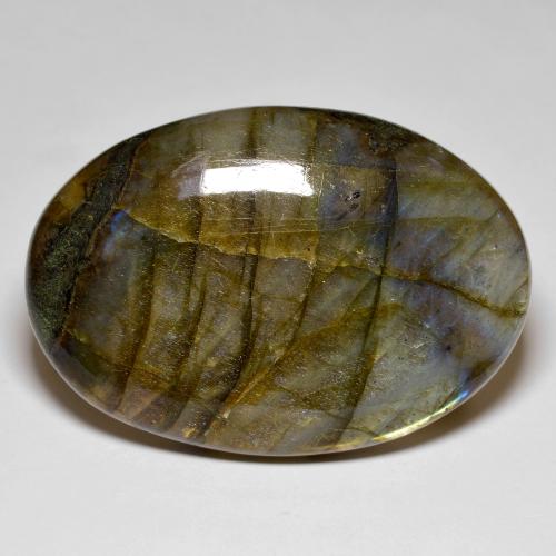 Labradorite naturale multicolore da 93,87 ct, taglio ovale, opaco