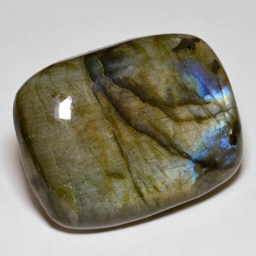 Labradorite naturale multicolore da 52,60 ct, taglio a cuscino, opaco