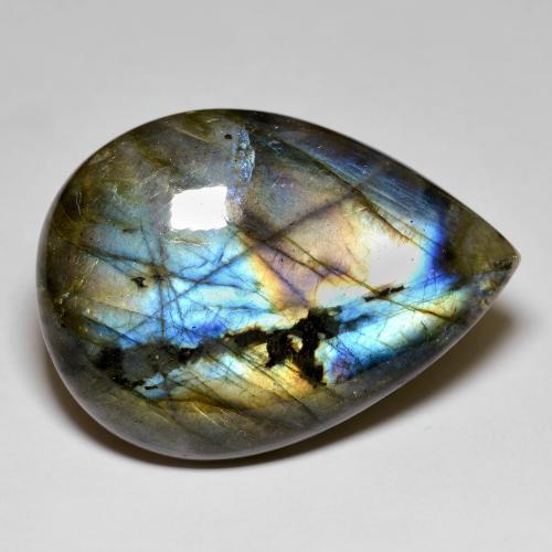 Labradorite Multicolore naturale da 78.89 ct, Forma a pera, Opaco