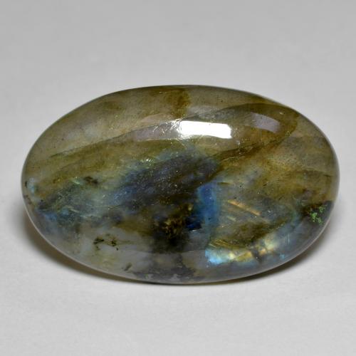 Labradorite naturale multicolore da 15,47 ct, taglio ovale, traslucido