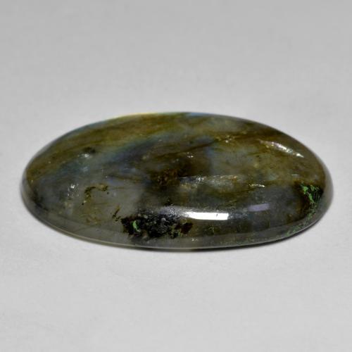 Labradorite naturale multicolore da 15,47 ct, taglio ovale, traslucido