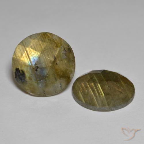 Gemme di Labradorite Multicolore naturale da 12.07 ct, Rotondo, Traslucido