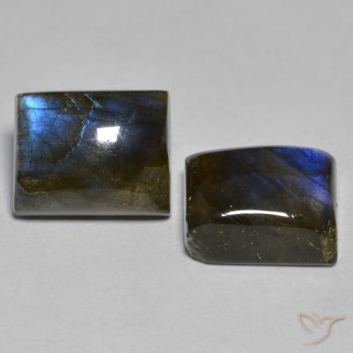 Gemme di Labradorite Multicolore naturale da 11.38 ct, Taglio a baguette, Traslucido