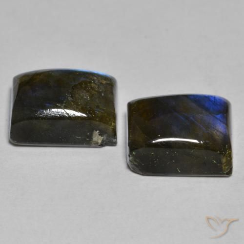 Gemme di Labradorite Multicolore naturale da 11.38 ct, Taglio a baguette, Traslucido