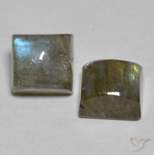 Gemme di Labradorite Multicolore naturale da 5.11 ct, Quadrato, Traslucido
