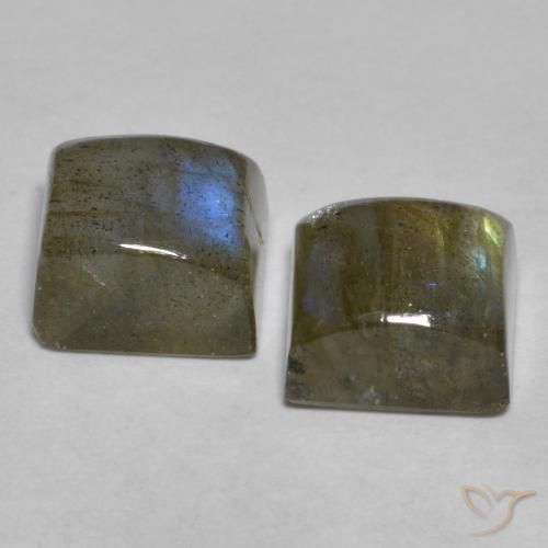 Gemme di Labradorite Multicolore naturale da 5.11 ct, Quadrato, Traslucido