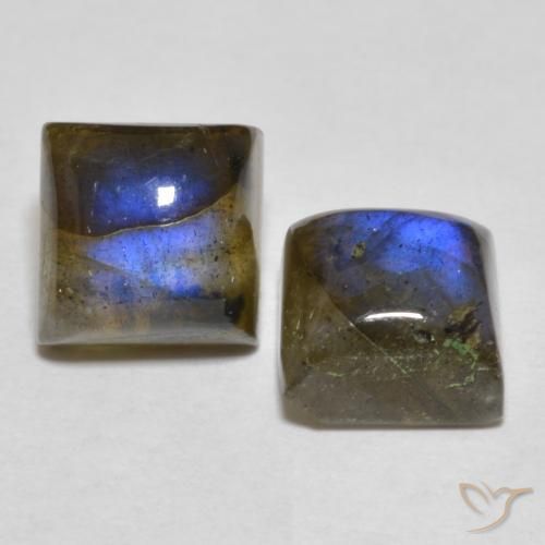 Gemme di Labradorite Multicolore naturale da 5.29 ct, Quadrato, Traslucido