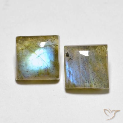 4.61ctw Naturale Multicolore Labradorite, Quadrato, Traslucido