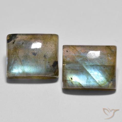 12.29ctw Naturale Multicolore Labradorite, Taglio a baguette, Trasparente