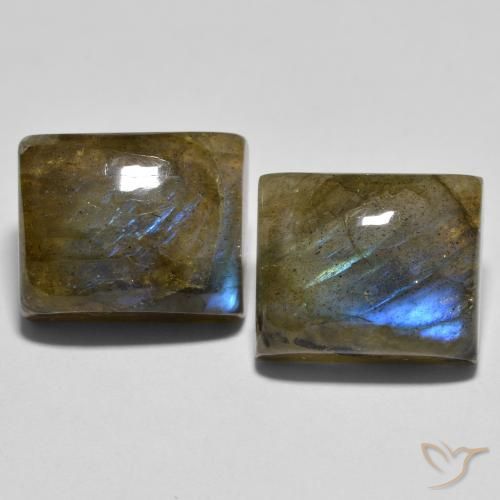 12.39ctw Naturale Multicolore Labradorite, Taglio a baguette, Traslucido