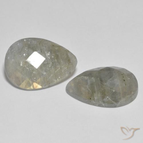 Gemme di Labradorite Multicolore naturale da 13.66 ct, Forma a pera, Traslucido