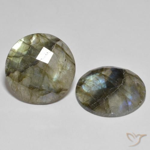 Gemme di Labradorite Multicolore naturale da 26.25 ct, Rotondo, Traslucido