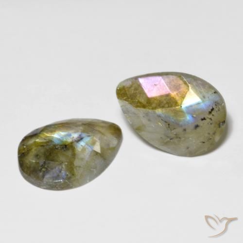 15.67ctw Naturale Multicolore Labradorite, Forma a pera, Traslucido