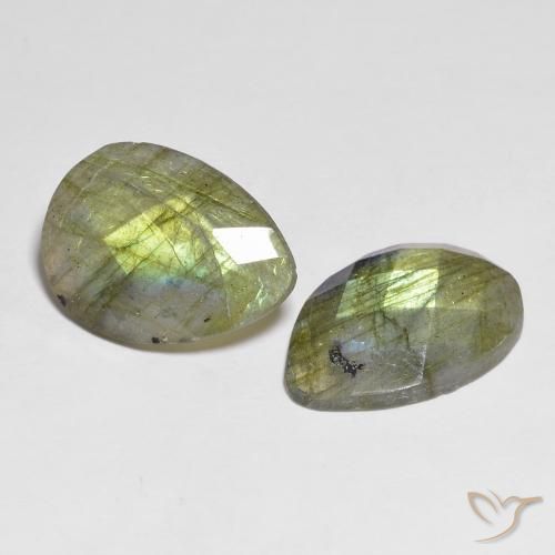 Gemme di Labradorite Multicolore naturale da 13.42 ct, Forma a pera, Traslucido