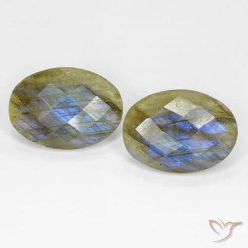 13.71ctw Naturale Multicolore Labradorite, Ovale, Traslucido