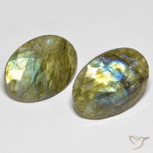 32.34ctw Naturale Multicolore Labradorite, Ovale, Traslucido