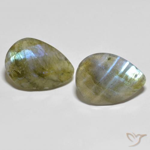 14.77ctw Naturale Multicolore Labradorite, Forma a pera, Traslucido