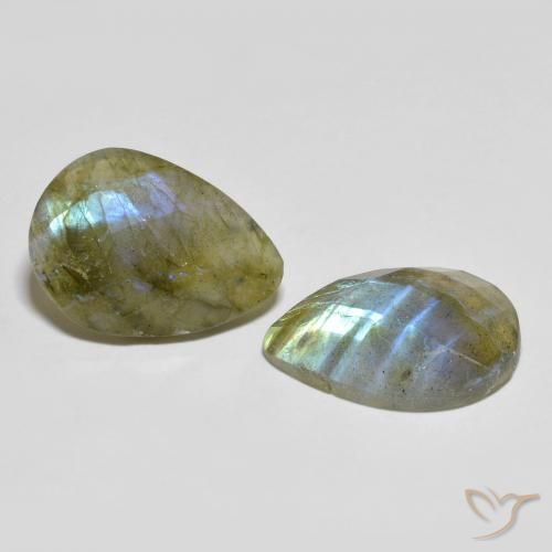 Gemme di Labradorite Multicolore naturale da 14.77 ct, Forma a pera, Traslucido