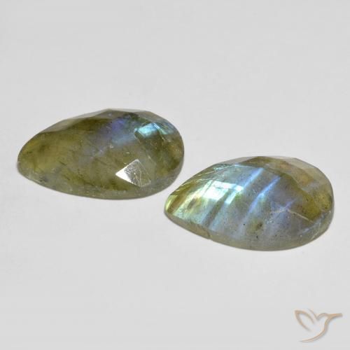 Gemme di Labradorite Multicolore naturale da 14.77 ct, Forma a pera, Traslucido