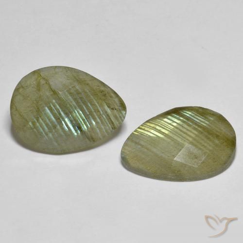Gemme di Labradorite Multicolore naturale da 11.04 ct, Forma a pera, Traslucido