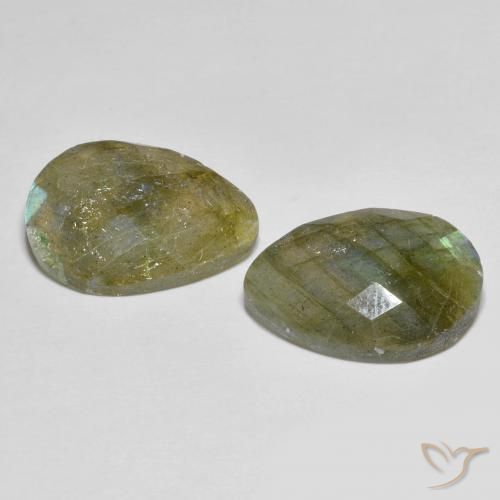 Gemme di Labradorite Multicolore naturale da 11.38 ct, Forma a pera, Traslucido