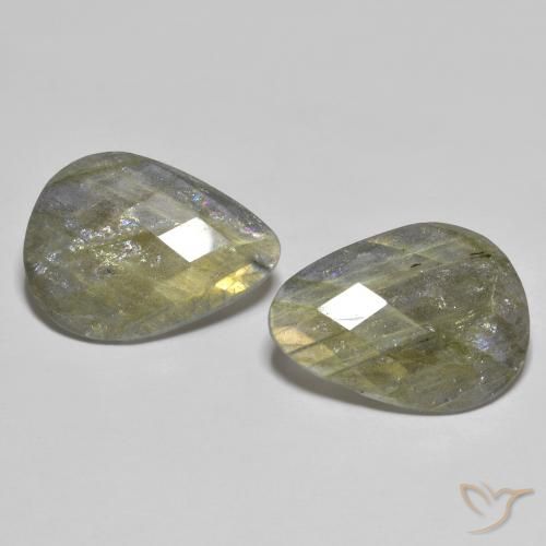 18.15ctw Naturale Multicolore Labradorite, Forma a pera, Traslucido