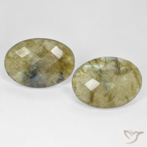 22.96ctw Naturale Multicolore Labradorite, Ovale, Traslucido