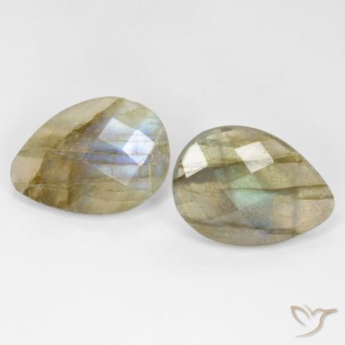 13.52ctw Naturale Multicolore Labradorite, Forma a pera, Traslucido