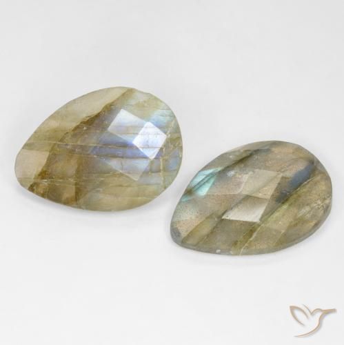 Gemme di Labradorite Multicolore naturale da 13.52 ct, Forma a pera, Traslucido