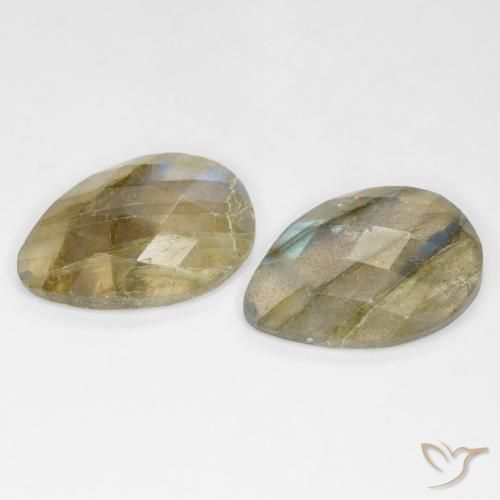 Gemme di Labradorite Multicolore naturale da 13.52 ct, Forma a pera, Traslucido