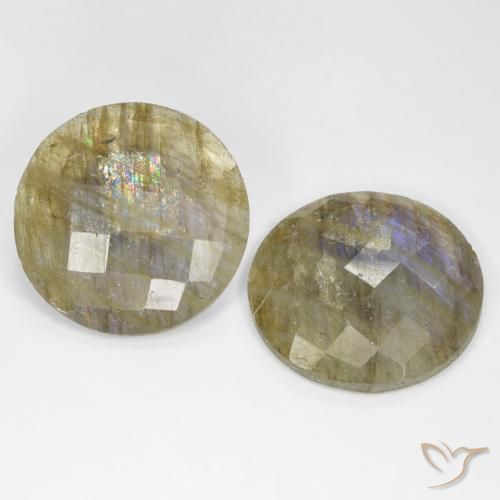 Gemme di Labradorite Multicolore naturale da 25.40 ct, Rotondo, Traslucido