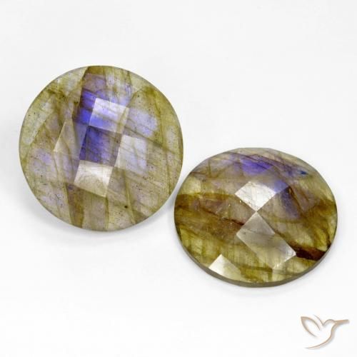 Gemme di Labradorite Multicolore naturale da 24.86 ct, Rotondo, Traslucido