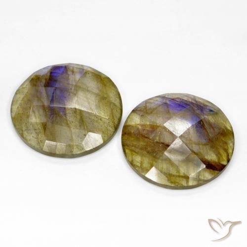 Gemme di Labradorite Multicolore naturale da 24.86 ct, Rotondo, Traslucido