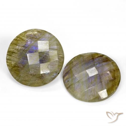 Gemme di Labradorite Multicolore naturale da 25.42 ct, Rotondo, Traslucido