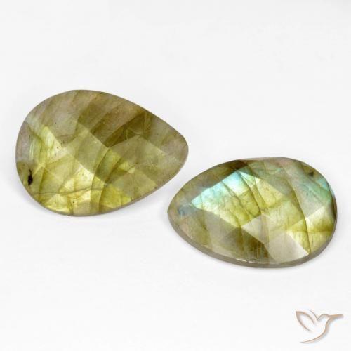 Gemme di Labradorite Multicolore naturale da 12.66 ct, Forma a pera, Traslucido