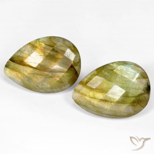 21.21ctw Naturale Multicolore Labradorite, Forma a pera, Traslucido
