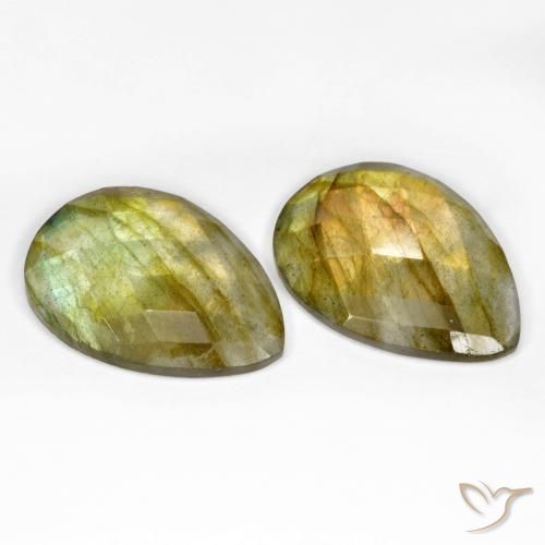 Gemme di Labradorite Multicolore naturale da 21.21 ct, Forma a pera, Traslucido