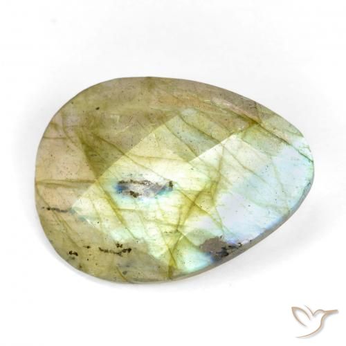 7.84ct Naturale Multicolore Labradorite, Forma a pera, Traslucido