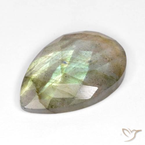 Labradorite Multicolore naturale da 11.53 ct, Forma a pera, Traslucido