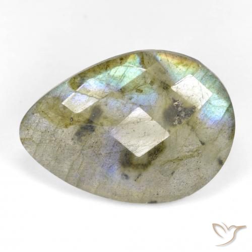 11.15ct Naturale Multicolore Labradorite, Forma a pera, Traslucido
